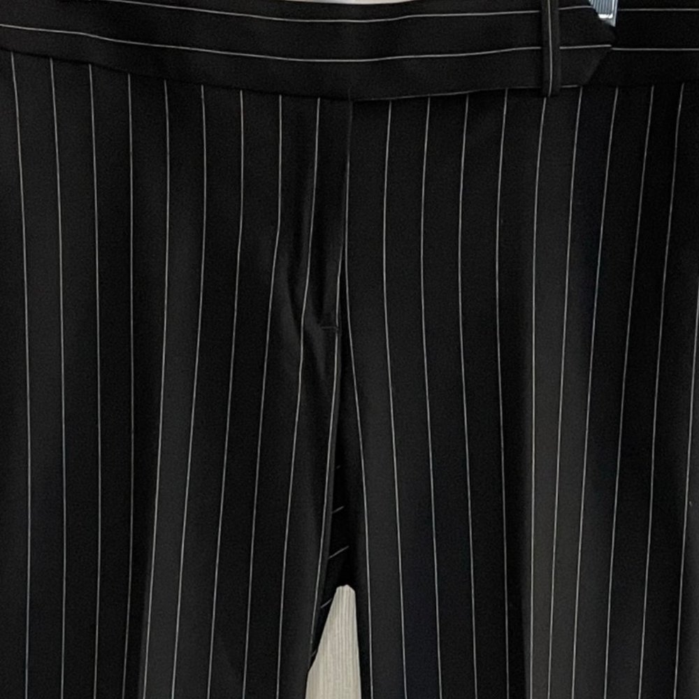 Ladies Pant Black with White Stripes, Slightly Flared Legs